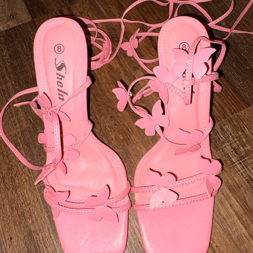 SHEIN Pink Butterfly Heels